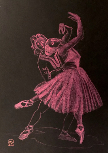 Dessin intitulée "Танцоры 7. Скетч." par Larissa Lukaneva, Œuvre d'art originale, Crayon