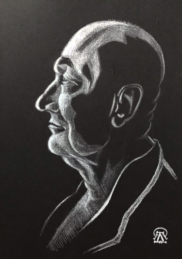 Drawing titled "Мужской портрет 4.…" by Larissa Lukaneva, Original Artwork, Pencil