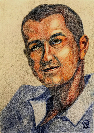 Drawing titled "Мужской портрет 5.…" by Larissa Lukaneva, Original Artwork, Pencil