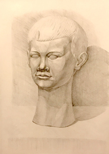 Drawing titled "Голова" by Larissa Lukaneva, Original Artwork, Pencil