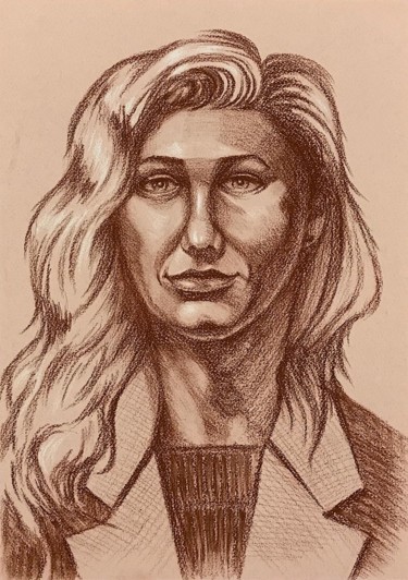 Drawing titled "Портрет натурщицы.…" by Larissa Lukaneva, Original Artwork, Chalk