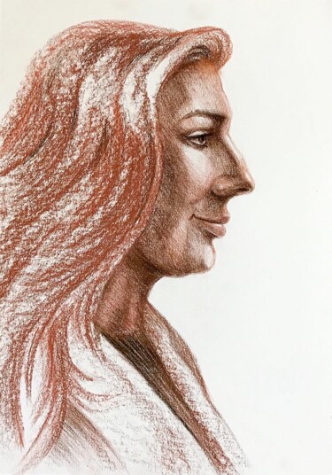 Drawing titled "Портрет натурщицы в…" by Larissa Lukaneva, Original Artwork, Chalk
