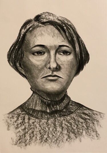 Рисунок под названием "Портрет натурщицы а…" - Larissa Lukaneva, Подлинное произведение искусства, Древесный уголь