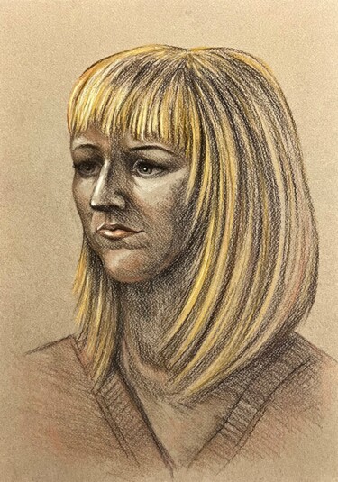 Рисунок под названием "Портрет натурщицы т…" - Larissa Lukaneva, Подлинное произведение искусства, Древесный уголь