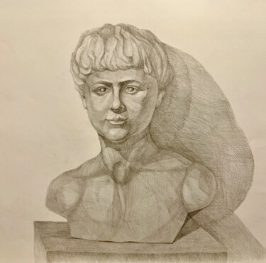 Drawing titled "Голова юноши" by Larissa Lukaneva, Original Artwork, Pencil