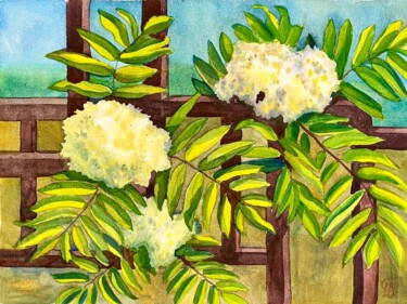 Desenho intitulada "Цветы рябины" por Larissa Lukaneva, Obras de arte originais, Aquarela