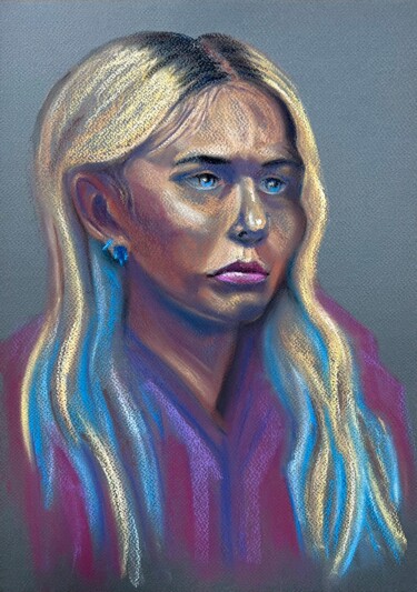 Desenho intitulada "Портрет натурщицы.…" por Larissa Lukaneva, Obras de arte originais, Pastel