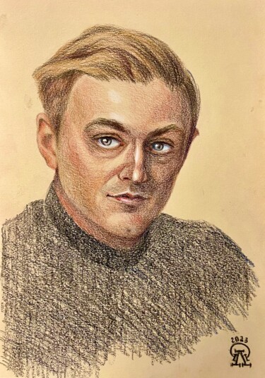 Disegno intitolato "Мужской портрет. 7.…" da Larissa Lukaneva, Opera d'arte originale, Matita