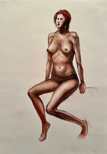 Рисунок под названием "Набросок обнаженной…" - Larissa Lukaneva, Подлинное произведение искусства, Мел