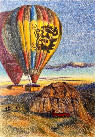 Dessin intitulée "Air Balloon. Sketch." par Larissa Lukaneva, Œuvre d'art originale, Crayon