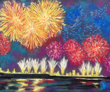 Dessin intitulée "Fireworks" par Larissa Lukaneva, Œuvre d'art originale, Autre