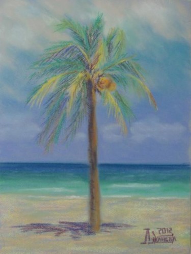 Painting titled "Пальма" by Larissa Lukaneva, Original Artwork