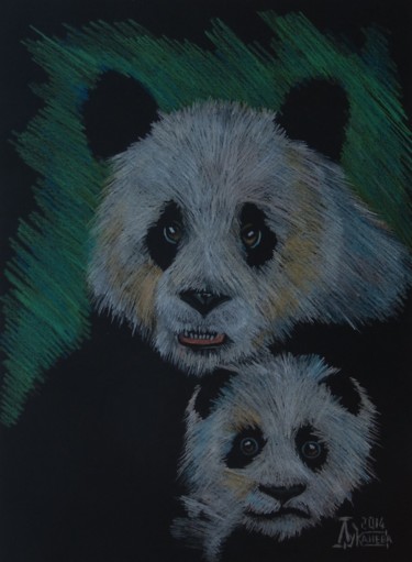 Drawing titled "Pandas" by Larissa Lukaneva, Original Artwork, Other