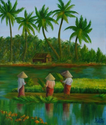 Peinture intitulée "The Rice" par Larissa Lukaneva, Œuvre d'art originale, Huile