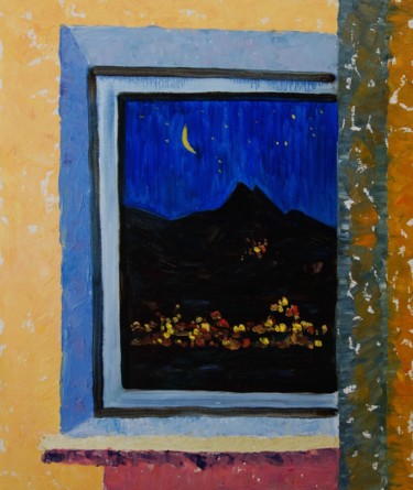 Malerei mit dem Titel "The Night Experiment" von Larissa Lukaneva, Original-Kunstwerk, Öl