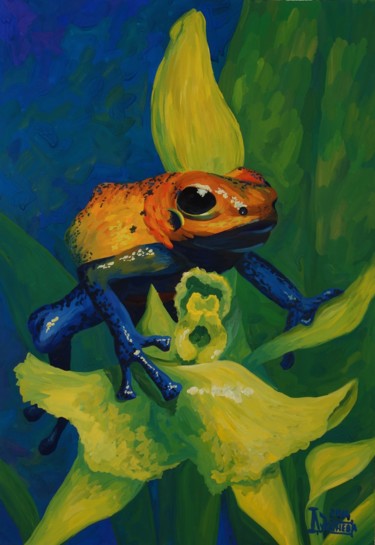 Painting titled "The Tree Toad 3" by Larissa Lukaneva, Original Artwork, Gouache