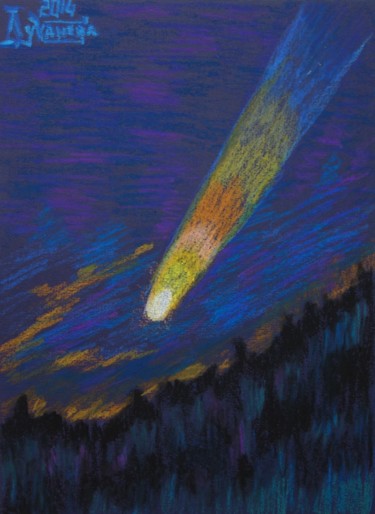 Картина под названием "The Comet" - Larissa Lukaneva, Подлинное произведение искусства, Пастель