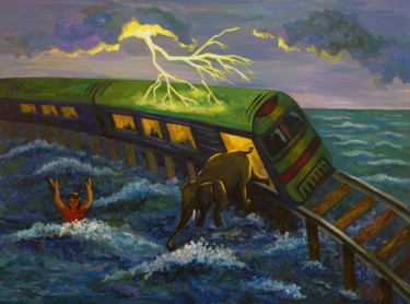 Картина под названием "Dreaming of the Tra…" - Larissa Lukaneva, Подлинное произведение искусства, Акрил