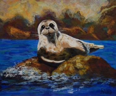 Dessin intitulée "The Seal" par Larissa Lukaneva, Œuvre d'art originale, Pastel