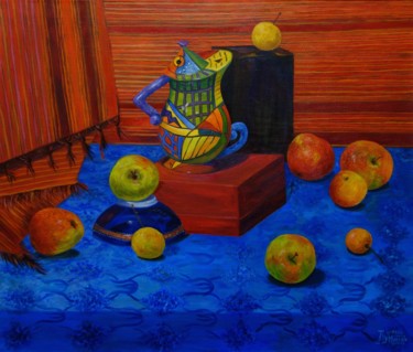 Painting titled "Still Life with Col…" by Larissa Lukaneva, Original Artwork, Oil