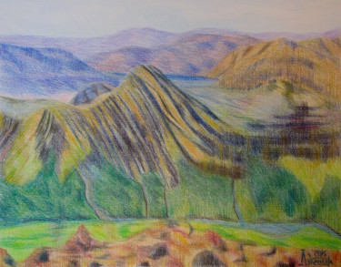 Рисунок под названием "Mountain Landscape" - Larissa Lukaneva, Подлинное произведение искусства, Карандаш