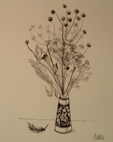 Drawing titled "Dry Bouquet" by Larissa Lukaneva, Original Artwork, Other