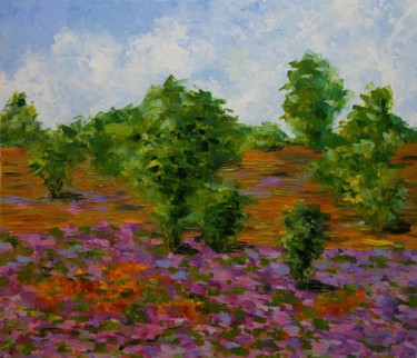 Painting titled "Heather Ground" by Larissa Lukaneva, Original Artwork, Oil