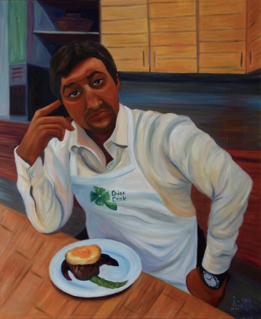 Painting titled "The Chief Cook" by Larissa Lukaneva, Original Artwork, Oil