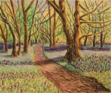 Dessin intitulée "Violet Forest" par Larissa Lukaneva, Œuvre d'art originale