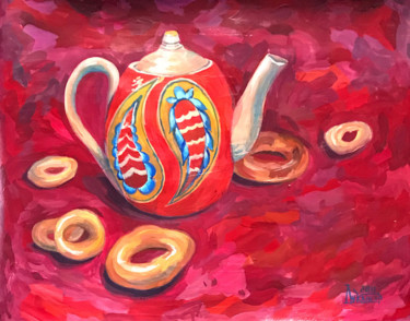 Drawing titled "Этюд с чайником и с…" by Larissa Lukaneva, Original Artwork, Gouache