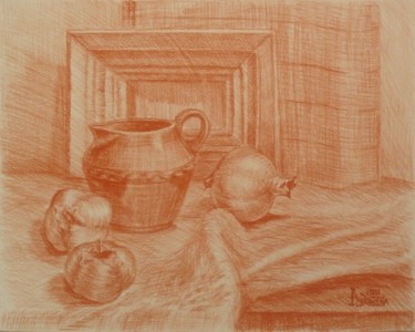 Drawing titled "Still Life with Per…" by Larissa Lukaneva, Original Artwork