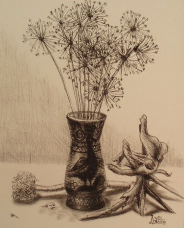 Drawing titled "Still Life with Dry…" by Larissa Lukaneva, Original Artwork, Other