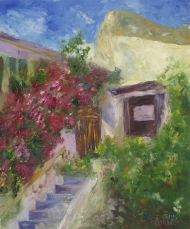 Ζωγραφική με τίτλο "Cretan Yard" από Larissa Lukaneva, Αυθεντικά έργα τέχνης