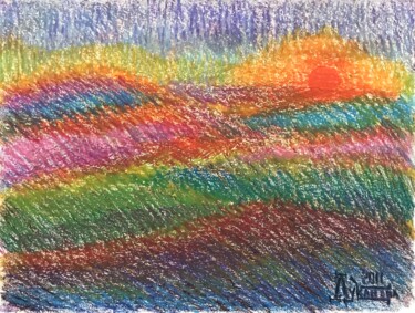 Tekening getiteld "Hills" door Larissa Lukaneva, Origineel Kunstwerk, Pastel