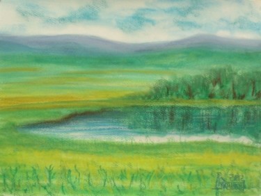 Drawing titled "Abol Lake" by Larissa Lukaneva, Original Artwork, Other