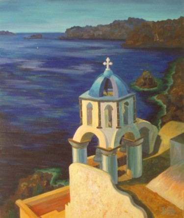 Pintura intitulada "Santorini" por Larissa Lukaneva, Obras de arte originais