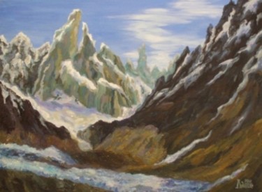 Pintura intitulada "Snow-Covered Mounta…" por Larissa Lukaneva, Obras de arte originais, Óleo