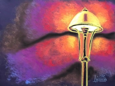 Dessin intitulée "Yellow Lamp" par Larissa Lukaneva, Œuvre d'art originale, Autre
