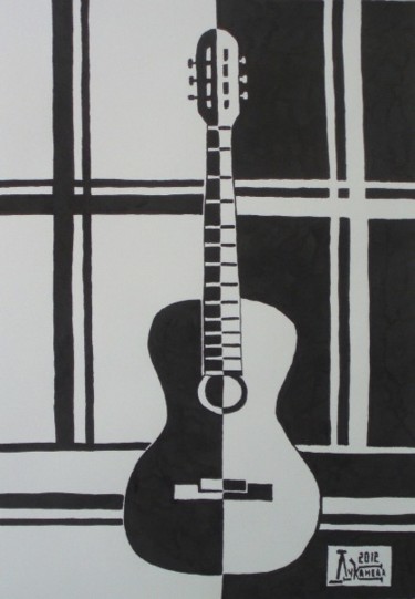 Disegno intitolato "The Guitar" da Larissa Lukaneva, Opera d'arte originale, Altro