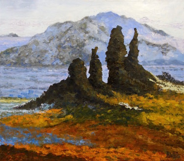 Painting titled "Rock Castle" by Larissa Lukaneva, Original Artwork, Oil