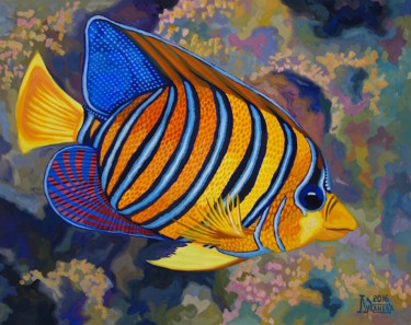 Картина под названием "Тропическая рыба" - Larissa Lukaneva, Подлинное произведение искусства, Гуашь