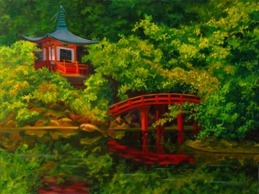 Painting titled "Kioto Park" by Larissa Lukaneva, Original Artwork, Oil