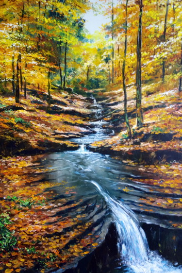 Painting titled "Quiet autumn day /U…" by Attila Endrey-Nagy, Original Artwork, Oil