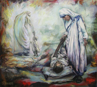 Painting titled "MOTHER THERESA OF C…" by Ilgonis Rinkis, Original Artwork, Oil