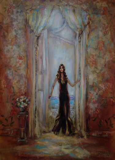 Pittura intitolato "THE WOMAN AT THE WI…" da Ilgonis Rinkis, Opera d'arte originale, Olio