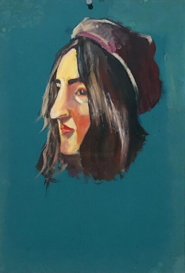Painting titled "Anahit" by Engo, Original Artwork, Oil Mounted on Cardboard