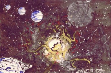 Pittura intitolato "Dio del Multiverso" da Luca Geremia Russo Multiverse Maze Art, Opera d'arte originale, Acrilico