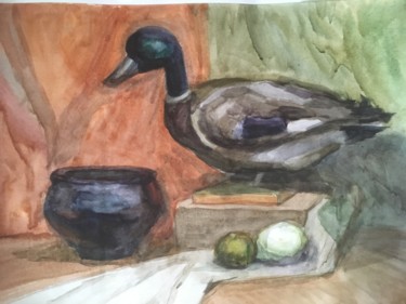Картина под названием "Duck" - Афина Никополиди, Подлинное произведение искусства