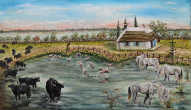 Painting titled "N° 344 CAMARGUE 2" by Enio Maccazzola, Original Artwork, Oil