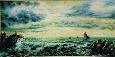 Painting titled "VOILE A L HORIZON" by Enio Maccazzola, Original Artwork, Oil